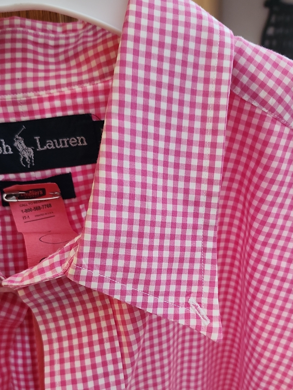 Ralph Lauren Pink Gingham Short-Sleeve Button-Down Shirt XL - Picture 9 of 11